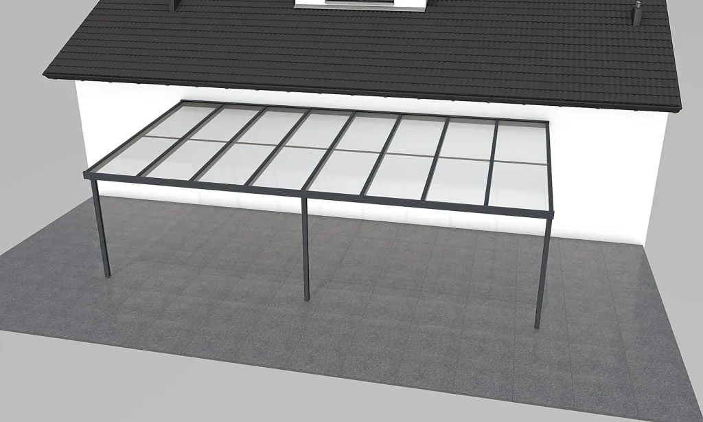 Patio roof Premium, anthracite, 8125 x 4060 mm - 10 mm laminated safety glass (VSG)
