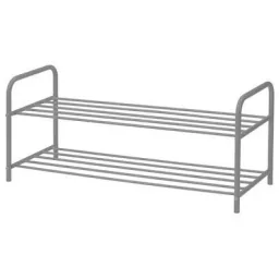 Shoe rack - black - metal - 2-tier - 91 cm