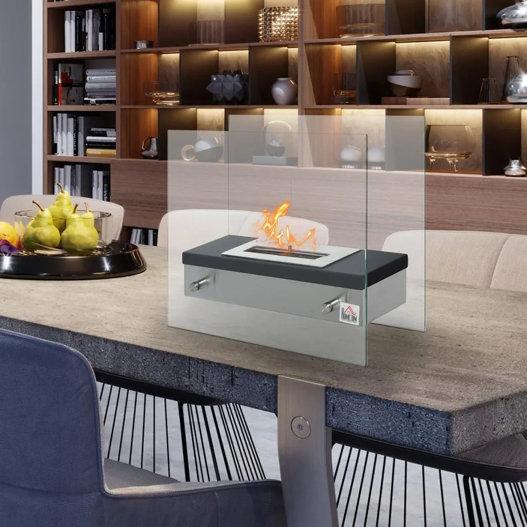 Bio fireplace ethanol fireplace bio-ethanol burner 1.5L burning time no smoke stainless steel 47 x 20 x 40 cm