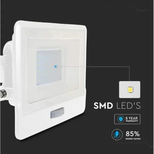 VT-138S LED Floodlight with Sensor - 30 W - 2340 Lm - 6500K - White