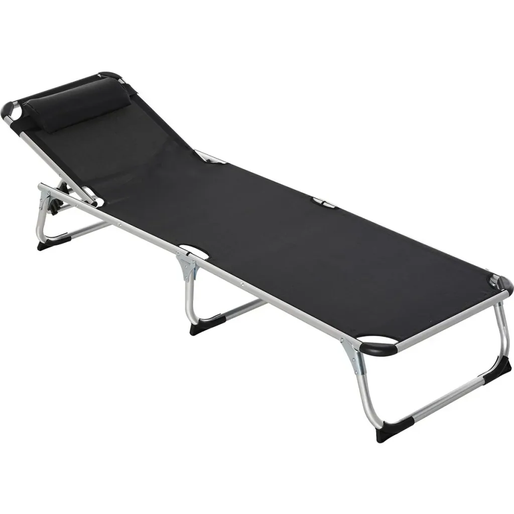 Garden lounger 5-level adjustable black