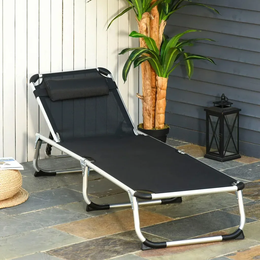 Garden lounger 5-level adjustable black