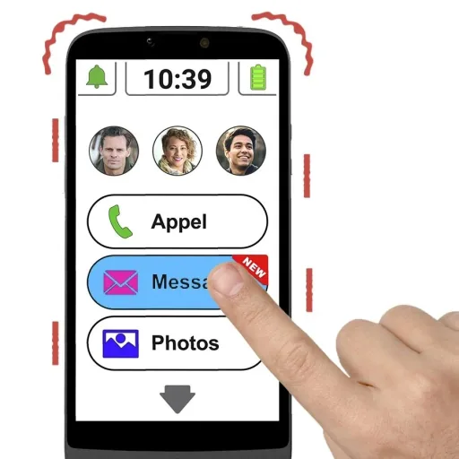Senior Smartphone M510-C with charging cradle and lanyard