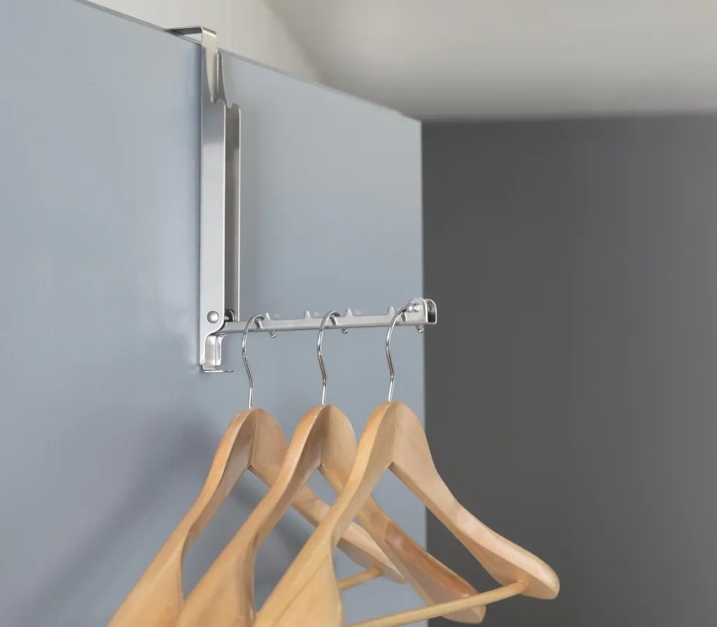 2 in 1 folding door hook, stainless steel, silver