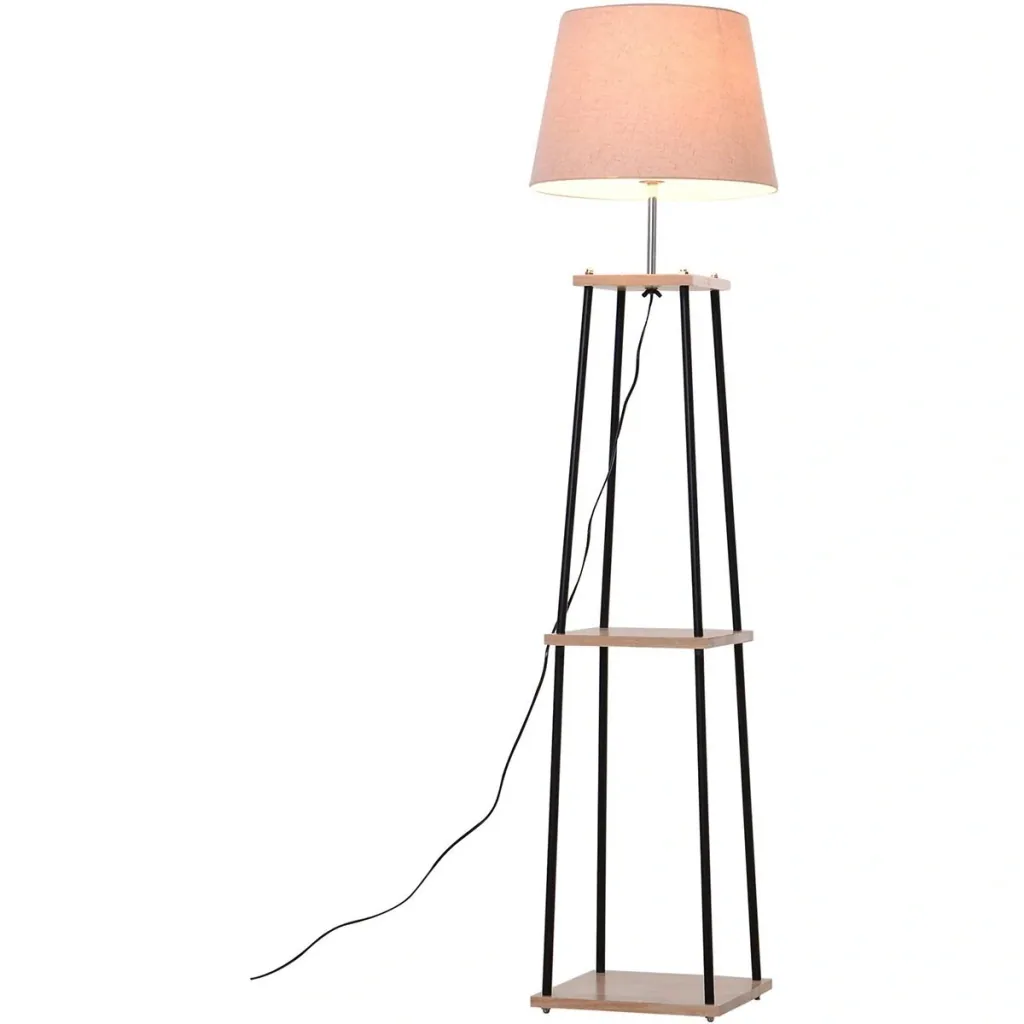 Floor lamp with 2 shelves