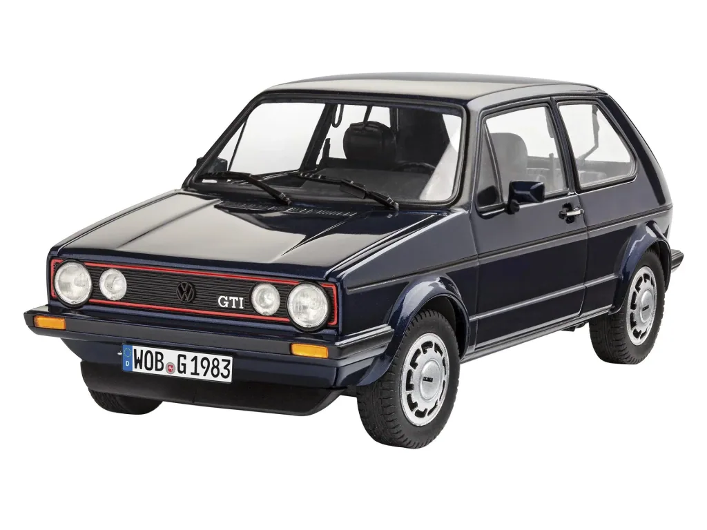 "35 Years Volkswagen Golf GTI Pirelli" model kit in 1/24 scale. 118 individual parts