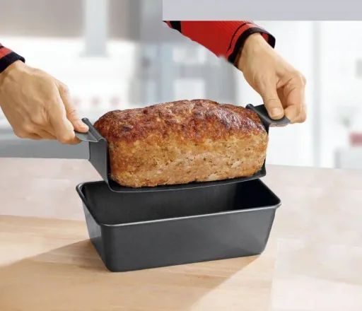 Meatloaf pan "Profi", with fat collection function, black, 25 x 14.5 x 7.5 cm