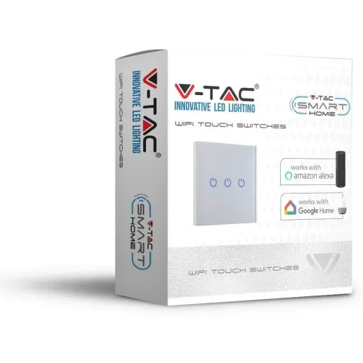 Smarthome VT-5005 Built-in WiFi Touch Switch - 3 Buttons - White - Works with Amazon Alexa and Google Home Assistant