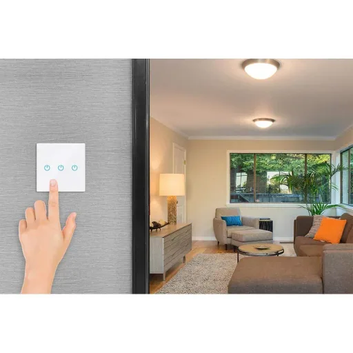 Smarthome VT-5005 Built-in WiFi Touch Switch - 3 Buttons - White - Works with Amazon Alexa and Google Home Assistant