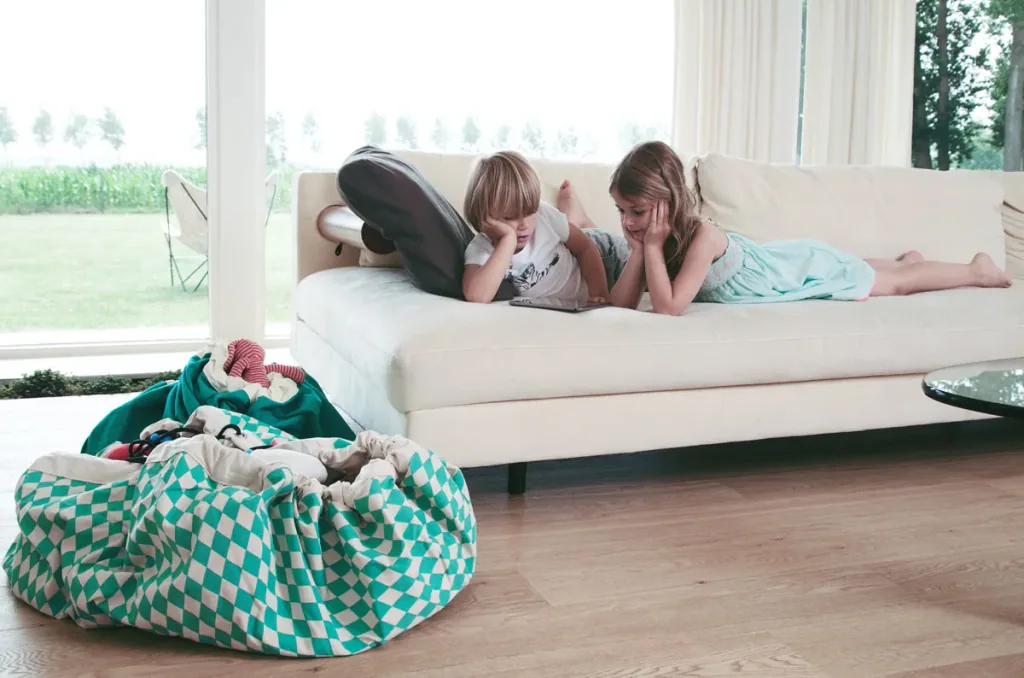 play & go speeltas print ruitjes groen