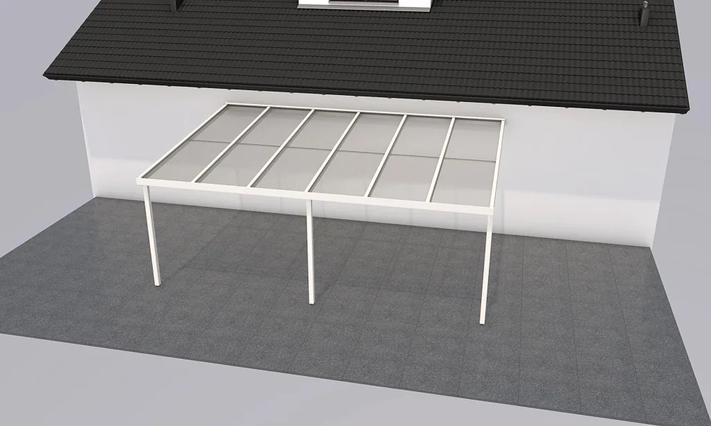 Patio roof Premium, white, 6110 x 4060 mm - Polycarbonate multi-wall sheets 16 mm, white striped