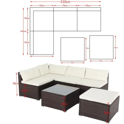Polyrattan Lounge Set 16tlg. Braun