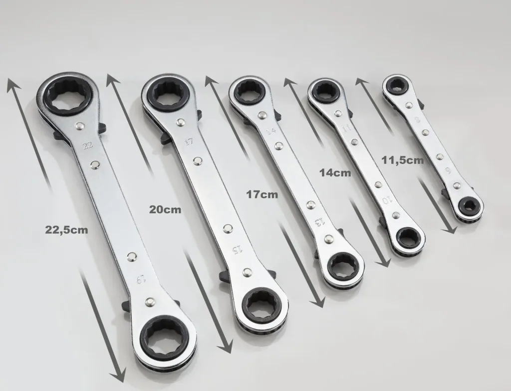 Ratchet ring spanner set 5-piece