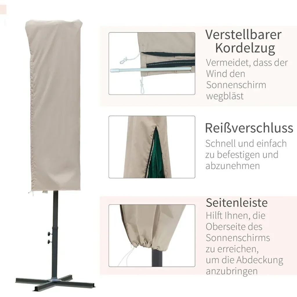 Parasol protective cover weatherproof khaki