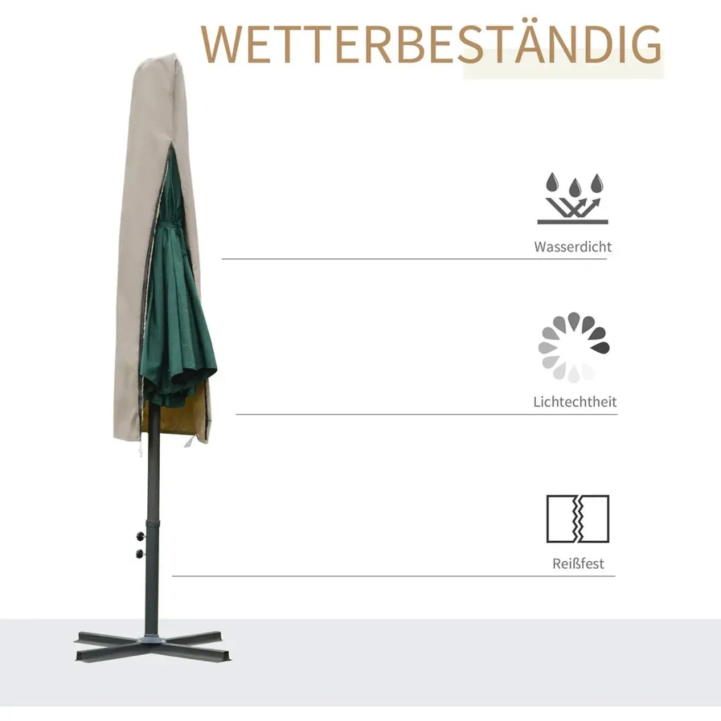 Parasol protective cover weatherproof khaki