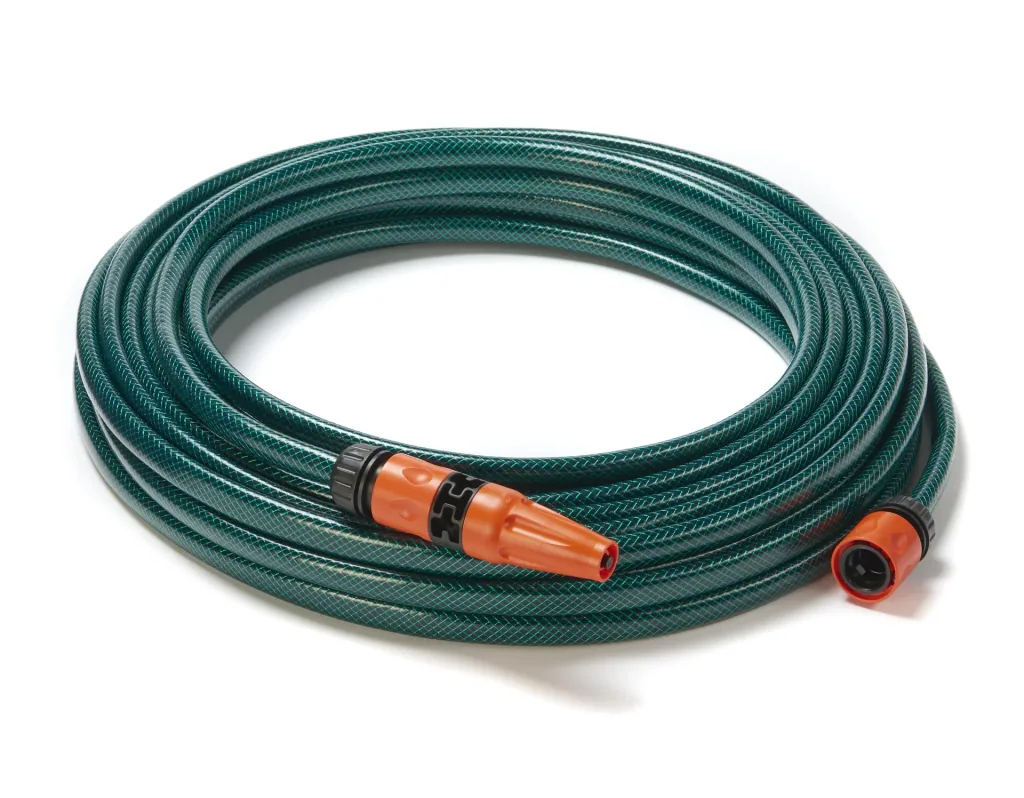Set battery-powered rain barrel pump, telescopic, 12 volts + rain barrel net 95 cm + garden hose set "Economic ½", 20 meters