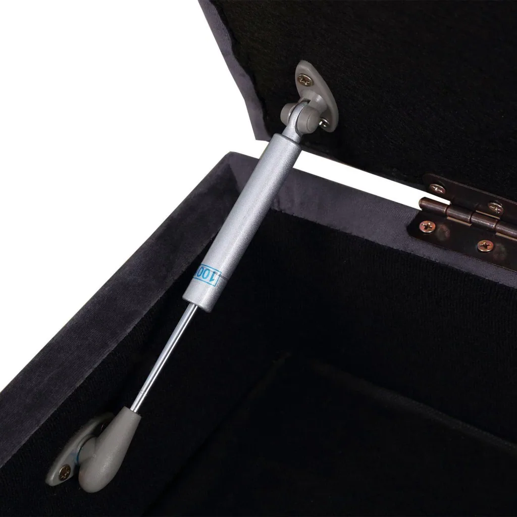 Upholstered bench chest bench with storage space metal feet dark grey