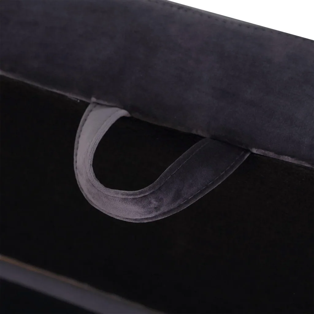 Upholstered bench chest bench with storage space metal feet dark grey