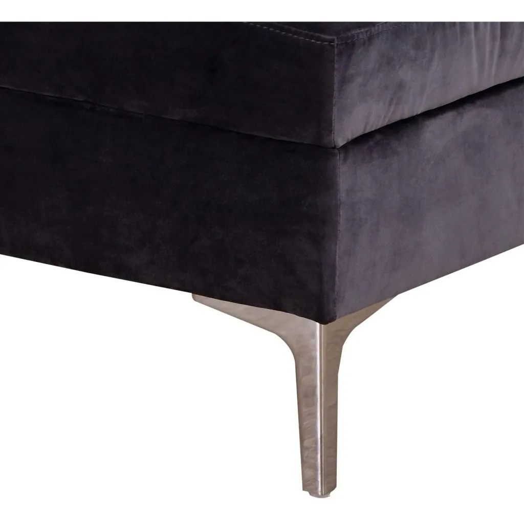 Upholstered bench chest bench with storage space metal feet dark grey