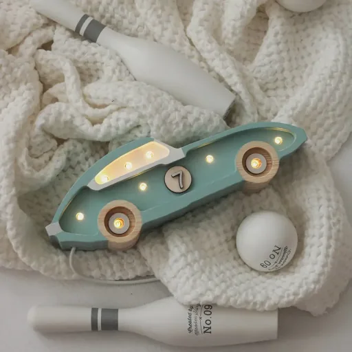 little lights Led Deco kinderlamp Mini Racing Car blauw