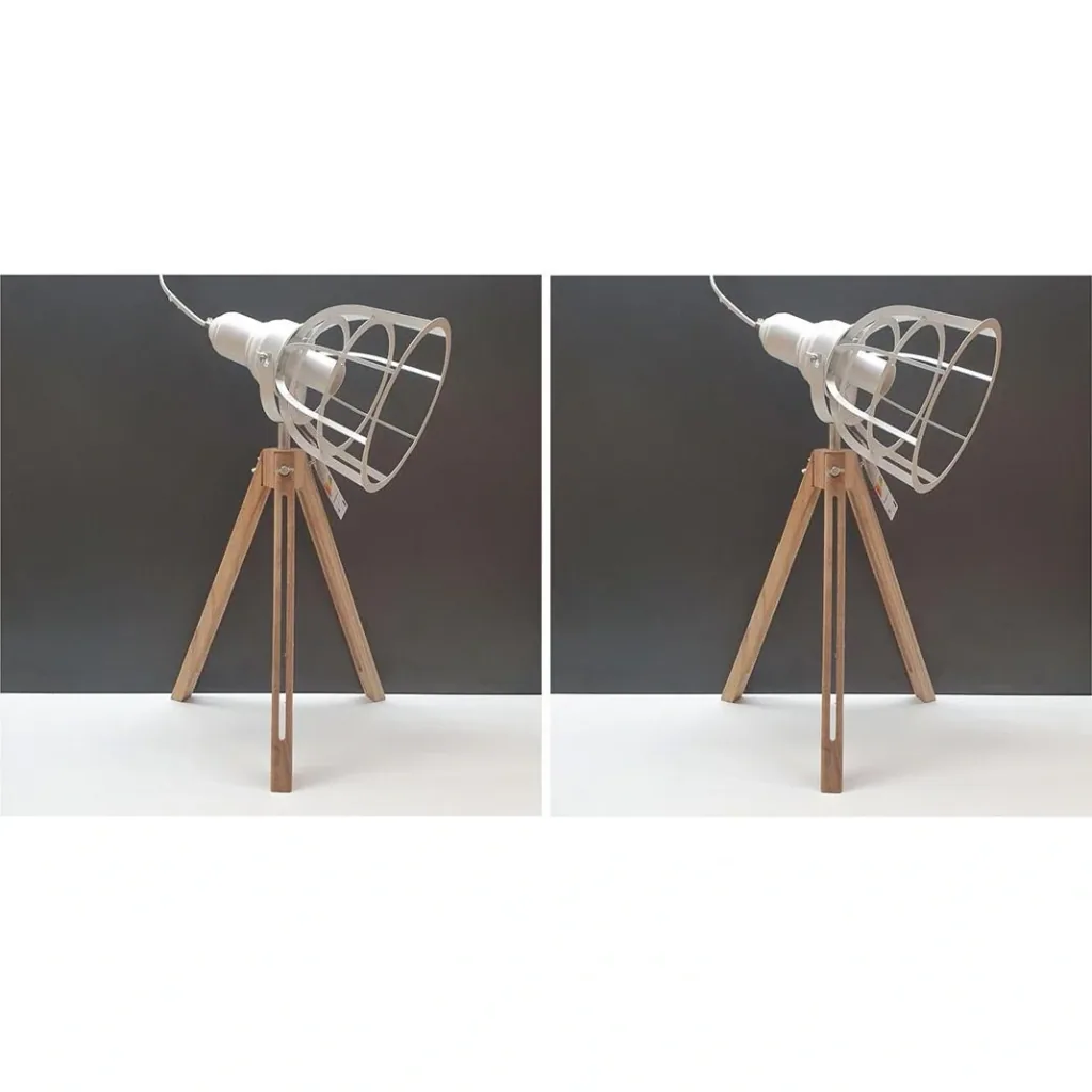 Excellent Houseware Lamp SET of 2 Metal with Wood 17x50cm