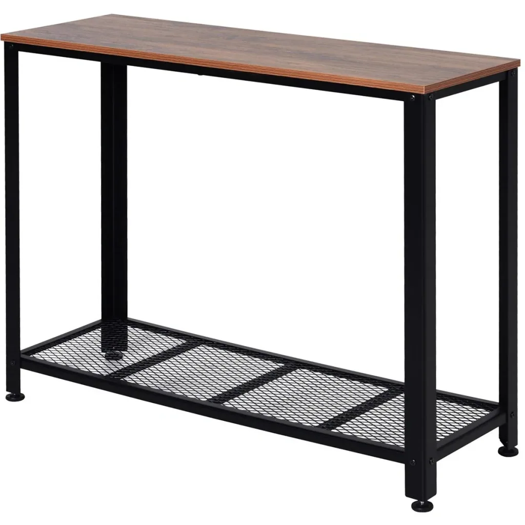 Console table with mesh shelf