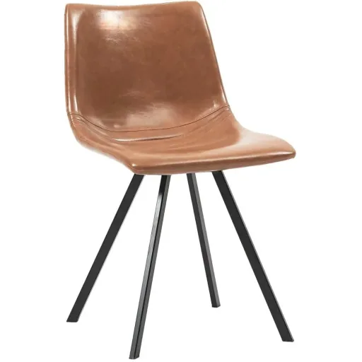 Dining room chairs 2-seater artificial leather cognac-colored