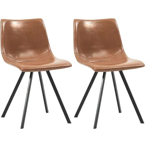 Dining room chairs 2-seater artificial leather cognac-colored