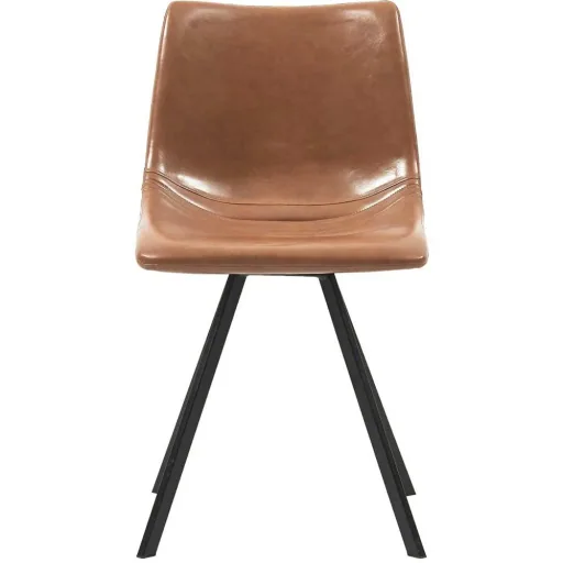Dining room chairs 2-seater artificial leather cognac-colored