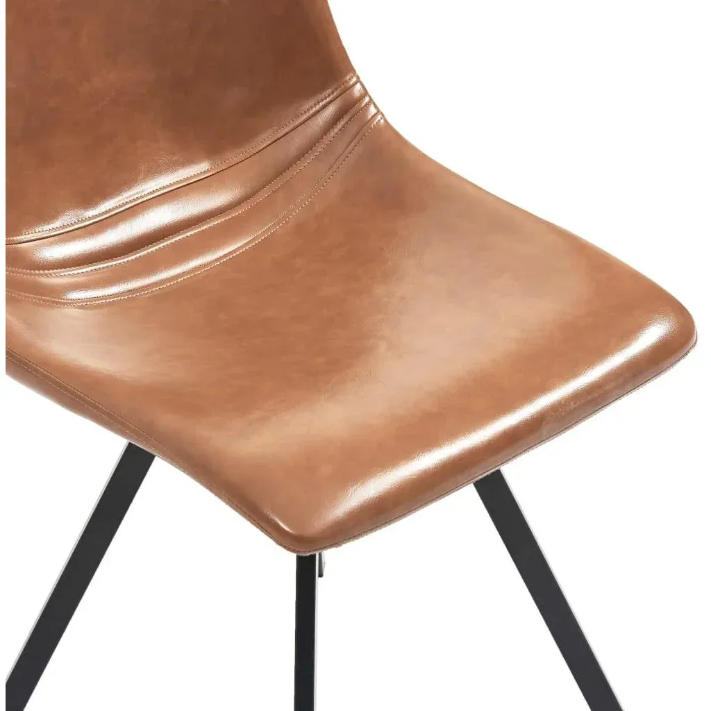Dining room chairs 2-seater artificial leather cognac-colored
