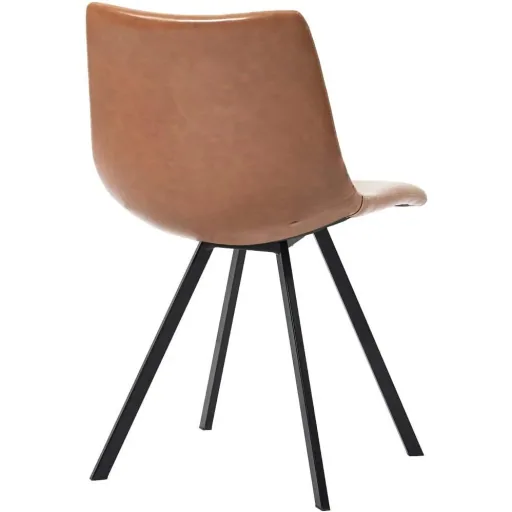 Dining room chairs 2-seater artificial leather cognac-colored