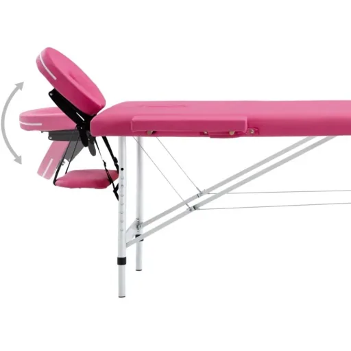 Foldable massage table 2 zones aluminum pink