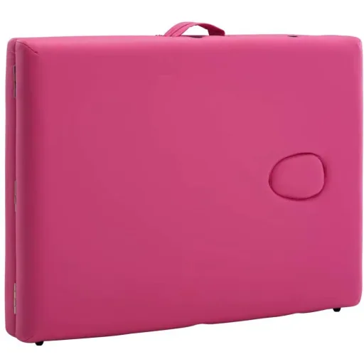 Foldable massage table 2 zones aluminum pink
