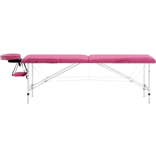 Foldable massage table 2 zones aluminum pink