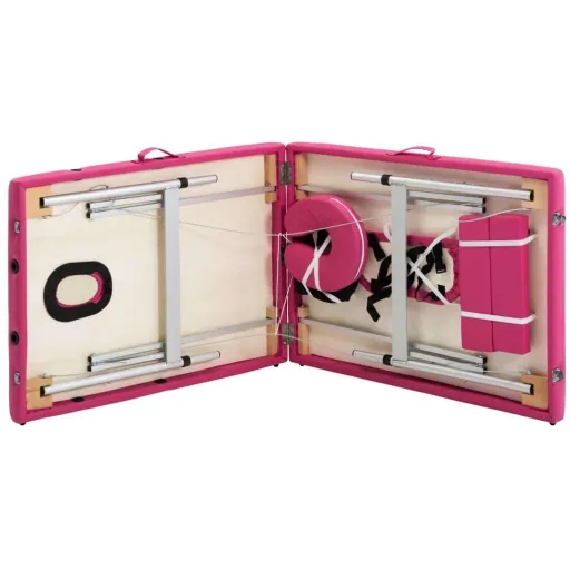 Foldable massage table 2 zones aluminum pink