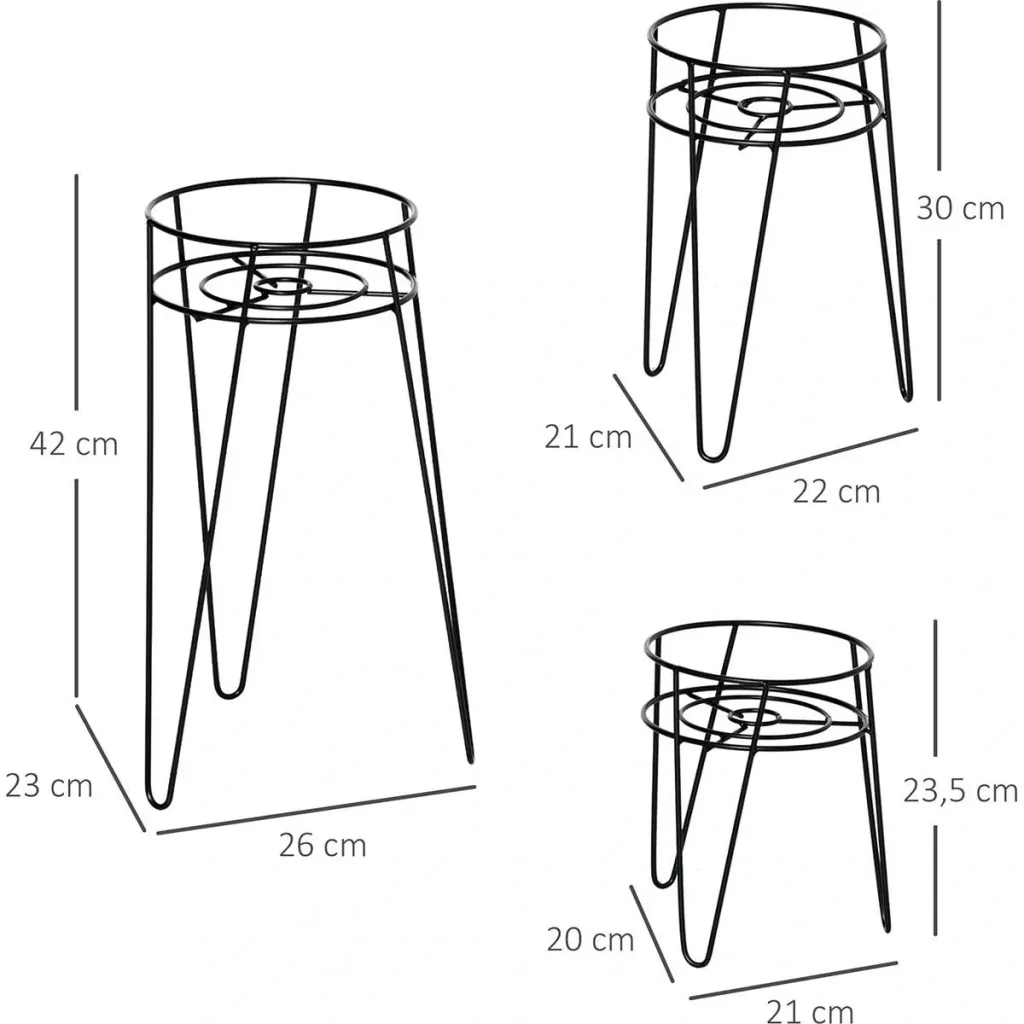 Flower stand set of 3 made of metal plant stand set flower stool flower pot holder plant stool for flower pot up to Ø16