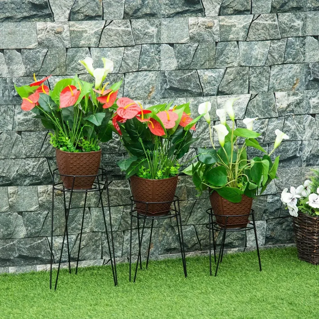 Flower stand set of 3 made of metal plant stand set flower stool flower pot holder plant stool for flower pot up to Ø16