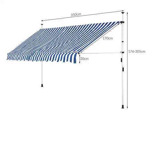 Clamp awning blue/white 350cm
