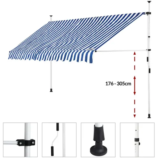Clamp awning blue/white 350cm