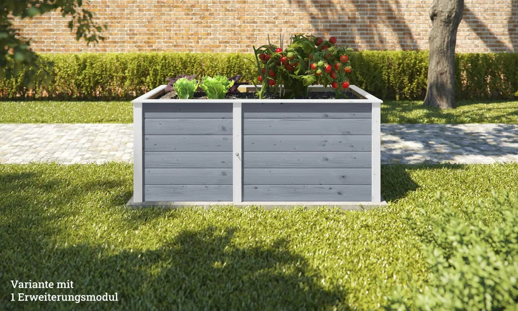 Modular raised bed extension kit, wall thickness 21 mm, grey, 67 cm