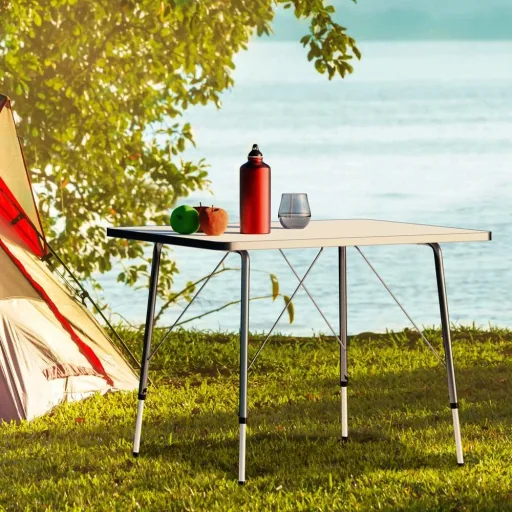 Garden table / camping table - foldable - aluminum - gray - 80x60x50/69cm