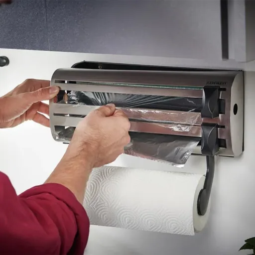 Kitchen dispenser, satin stainless steel