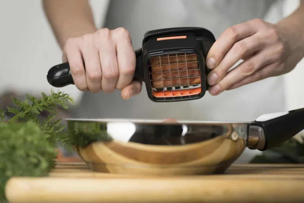 5-in-1 vegetable cutter “Nicer Dicer Quick”, handheld, black/orange, 5-piece
