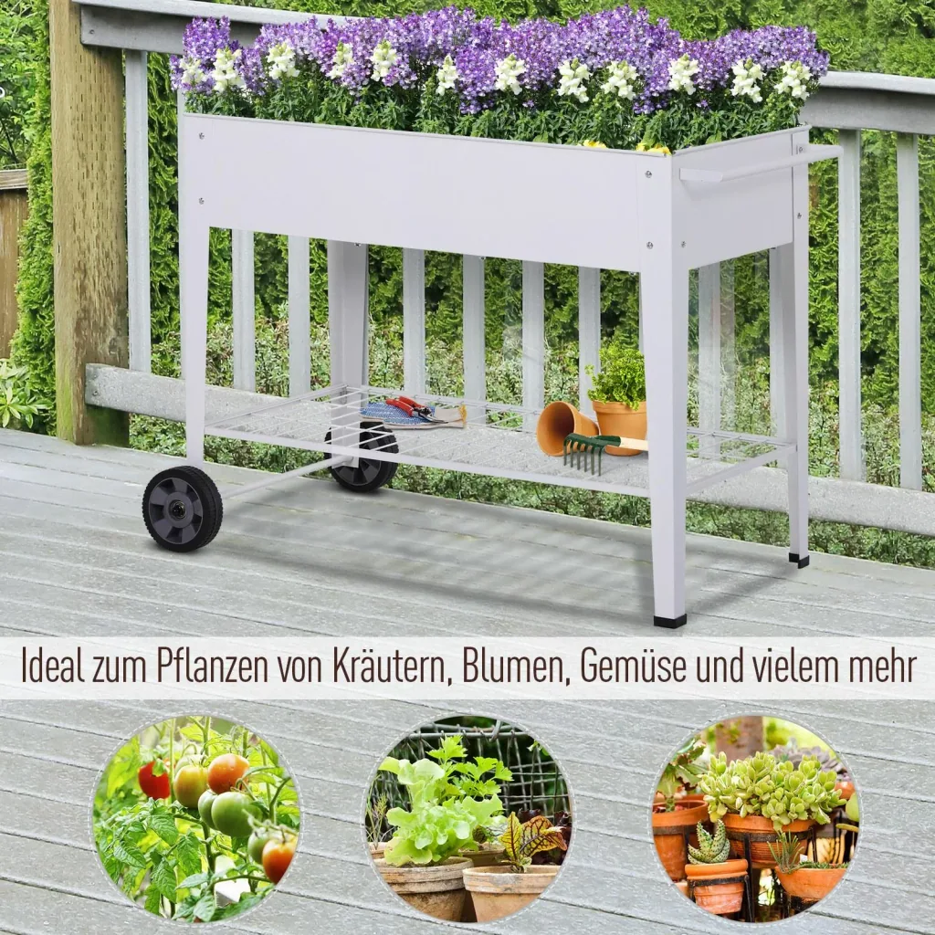 Mobile plant trolley with storage space