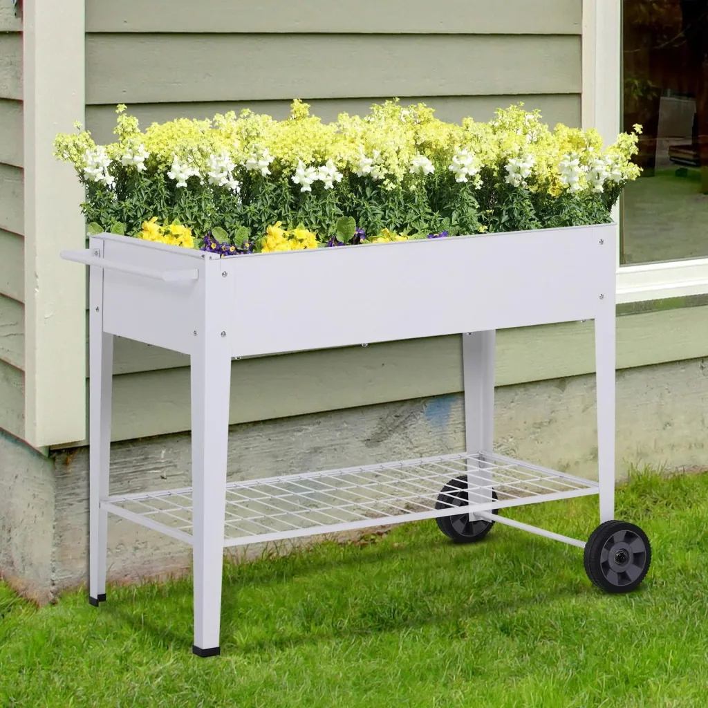 Mobile plant trolley with storage space