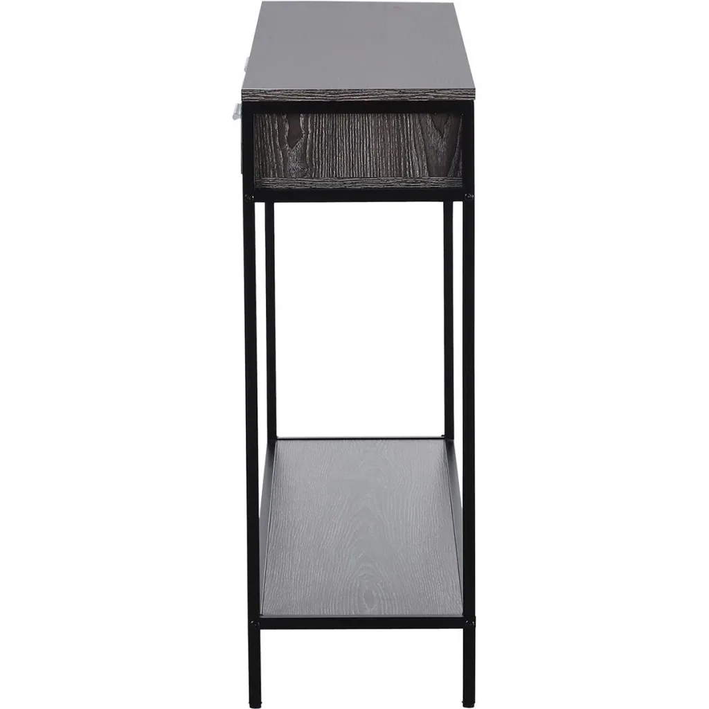 Console table with 2 drawers grey/black