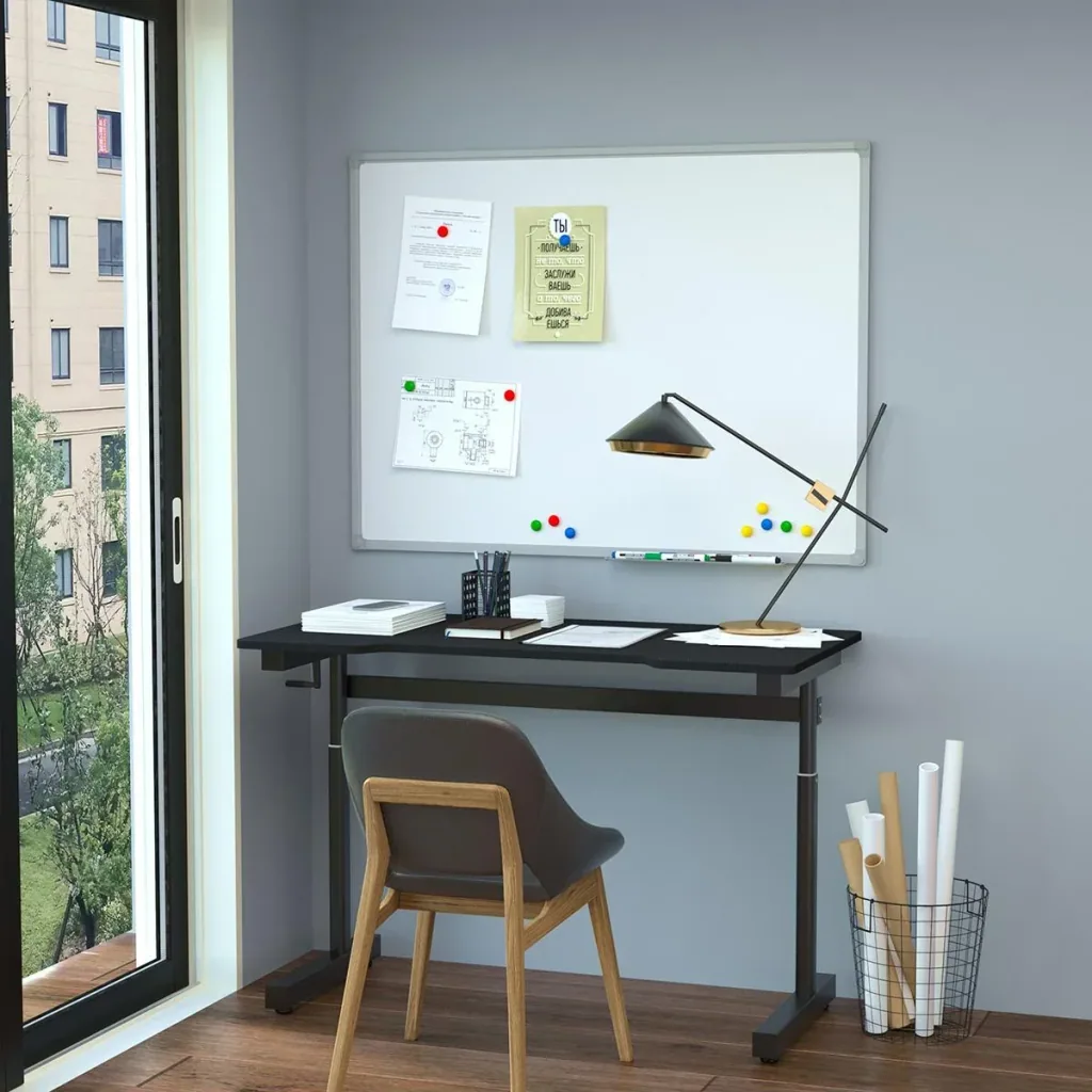 Desk Computer Desk Height Adjustable Hand Crank Lift Standing Desk Office Table Adjustable Footrests MDF Metal