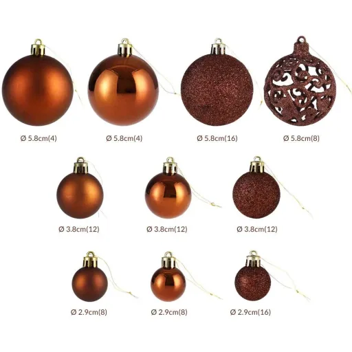 Christmas balls - Christmas tree decorations - bronze 100 pieces.