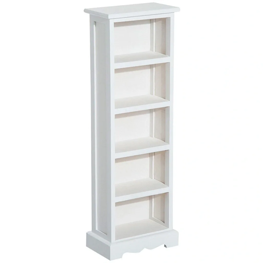 DVD Standing Shelf Wooden Tower 5 Compartments White