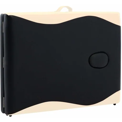 Folding massage table 2 zones aluminum black and beige